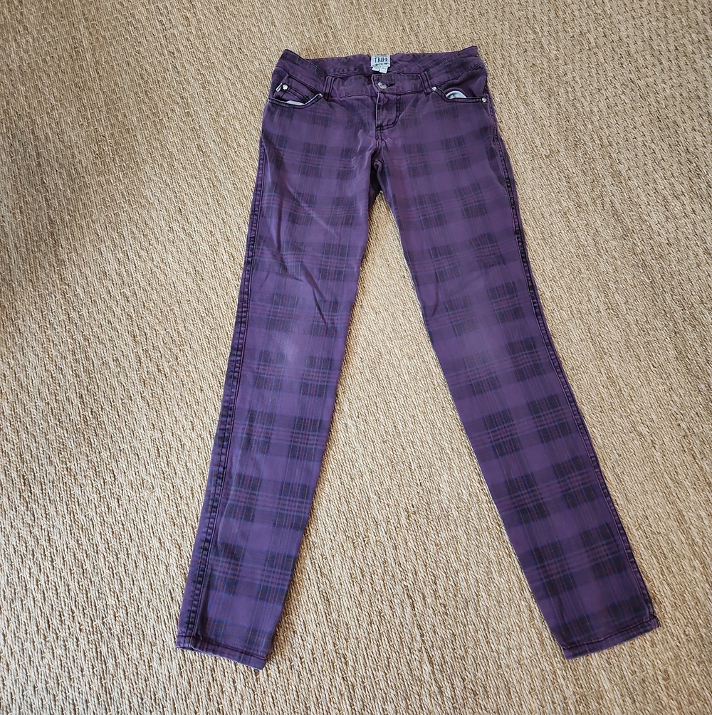 Tripp Purple Plaid Skinny Jeans Size 28